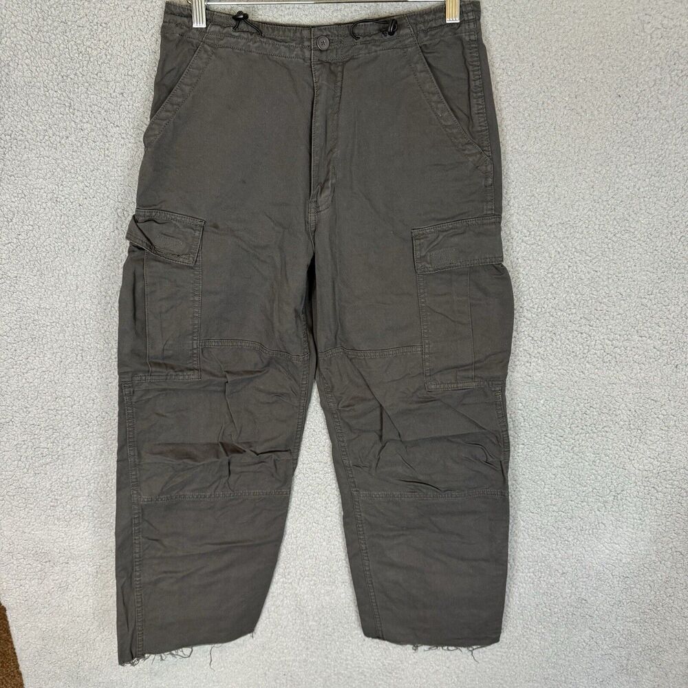 Brandy Melville Pants Womens 30" Adjustable Waist Grey‎ Cargo Straight Leg